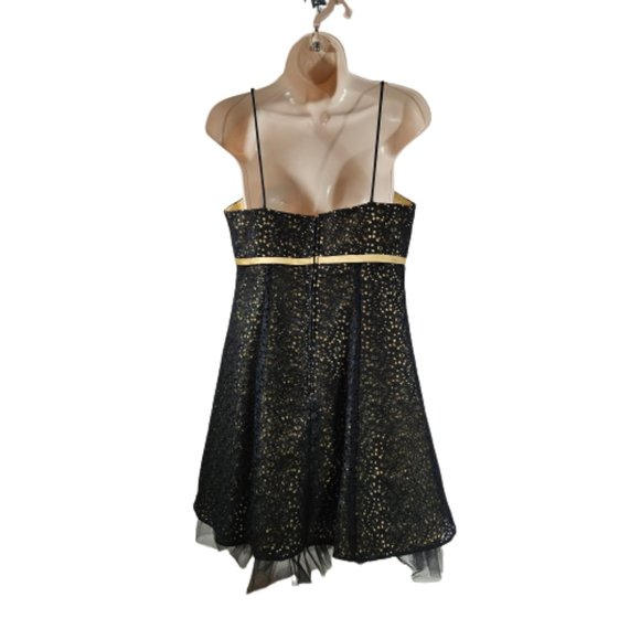 Betsy Adam Dress Black Lace Overlay Gold Petite Women's 12P Party Dress - Picture 6 of 9